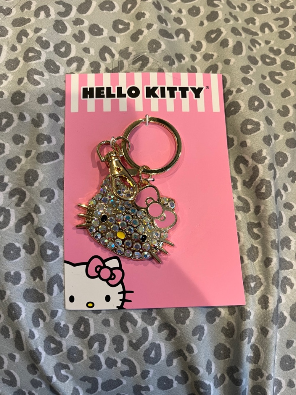 Hello Kitty Gold Rhinestone Keychain